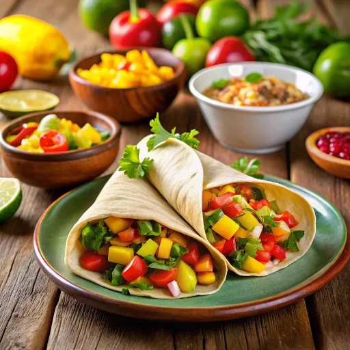 Taco Tortilla Gandum Penuh dengan Salsa Mangga